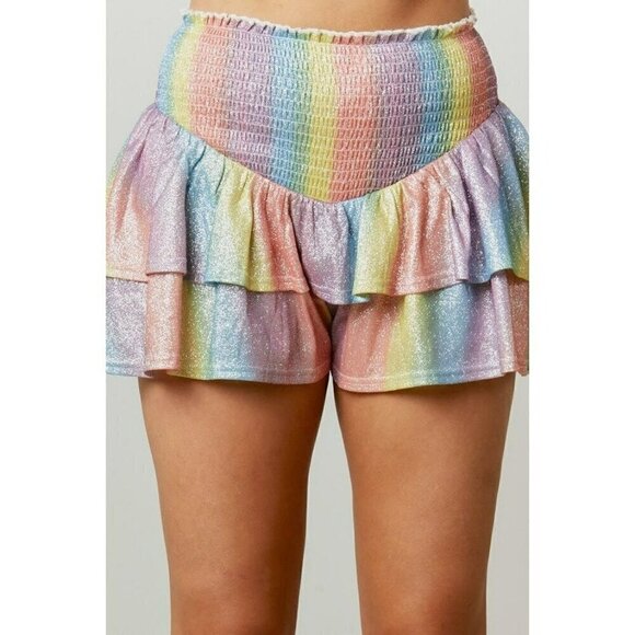 Making Magic Sparkle Tiered Shorts in Rainbow - Picture 3 of 9